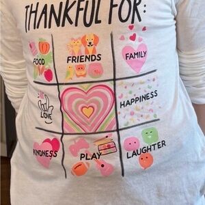 GAP White Long-Sleeve 'Thankful For' Graphic Tee with Pink & Green Accents